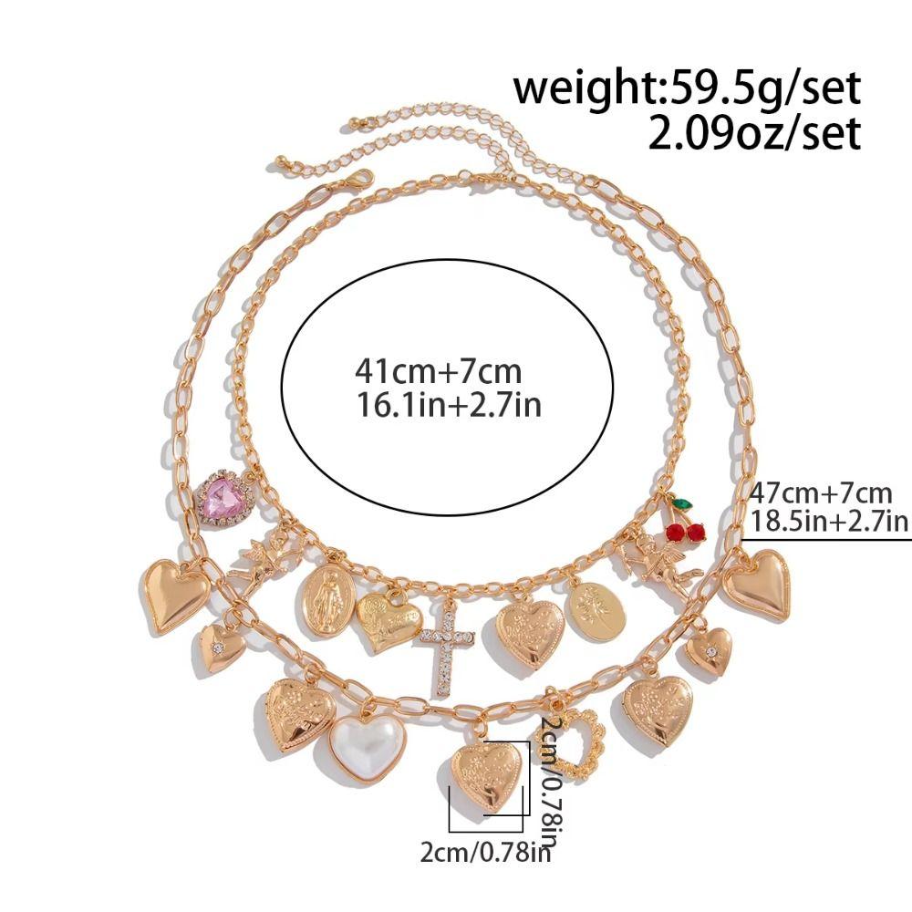 Metal Material Rhinestone Cross Choker Vintage Style Love Pendant Necklace  Women's Jewelry