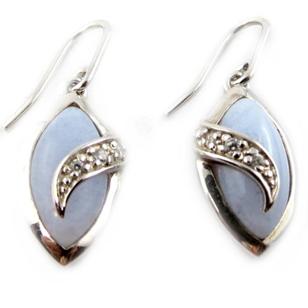 Altesse [F7164] - Dormeuses argent 'Scarlett' bleu opalescent