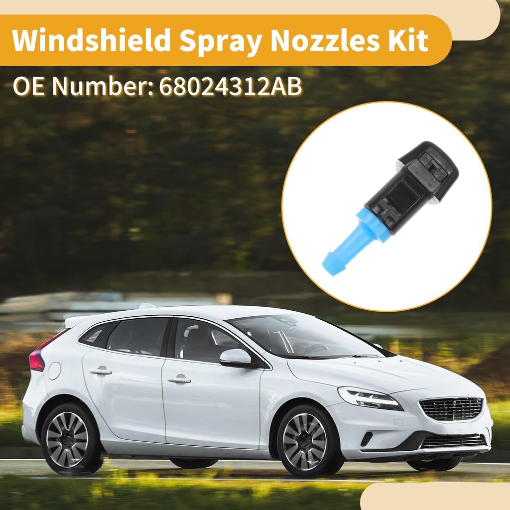 INFINAUTO Chrysler 300 06-10 Windshield Washer Nozzle Kit No.68024312AB Gasket Hose Connector Fluid Hose