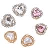 6Pcs Heart Rhinestone Button Covers Crystal Detachable Button Clips Decorative Clips Cufflink for Clothing
