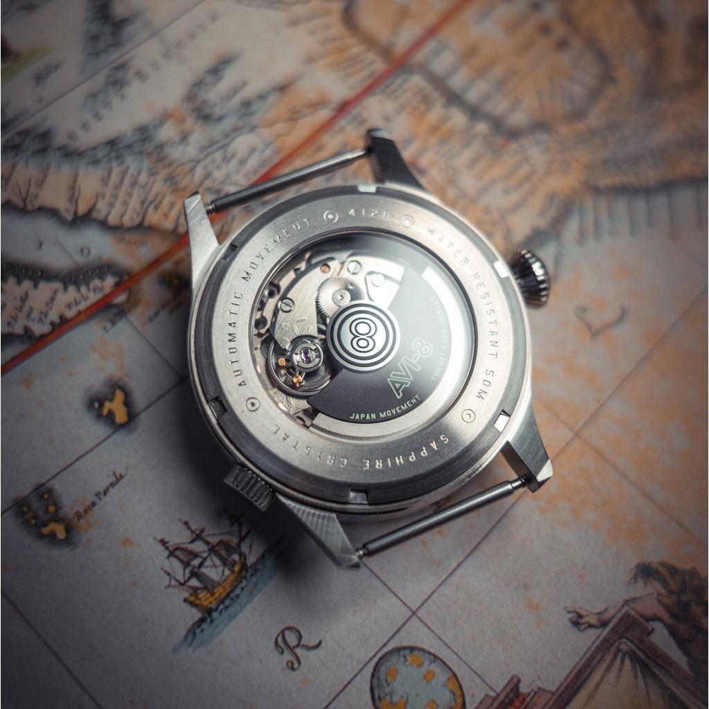 AVI-8 Flyboy Wingman Worldtimer GMT tropický šedý ciferník automatický AV-4120-04 pánské hodinky s extra páskem