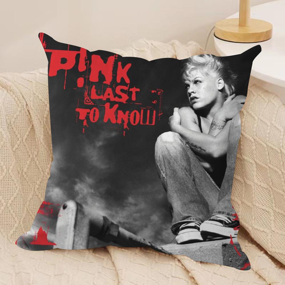 Pink Trustfall Pnk Singer Cushion Cover Silky Short Plush DoubleSided Printed Pillow Case for Sofa All Seasons Home Decor Gift