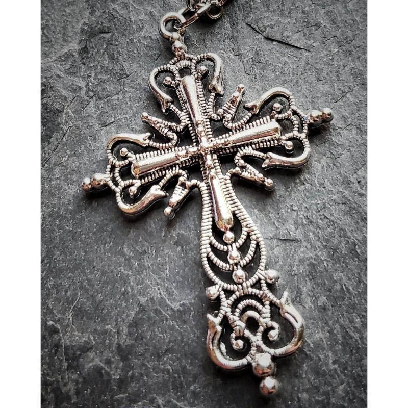 Vintage Cross Pendants Necklace for Women Kpop Punk Chain Necklaces Long Korean Fashion Retro Jewelry On The Neck Gift