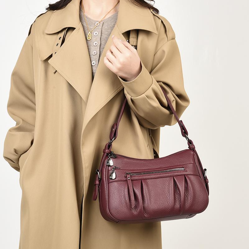 Stylish PU Shoulder Bag for Women Fashionable Crossbody Bag with Multiple Pockets Daily Use Tote Bag