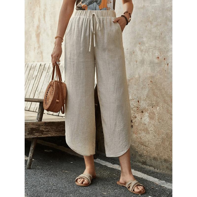 JPNTKY Women's Fashion Casual Solid Color Print Pants & Capris