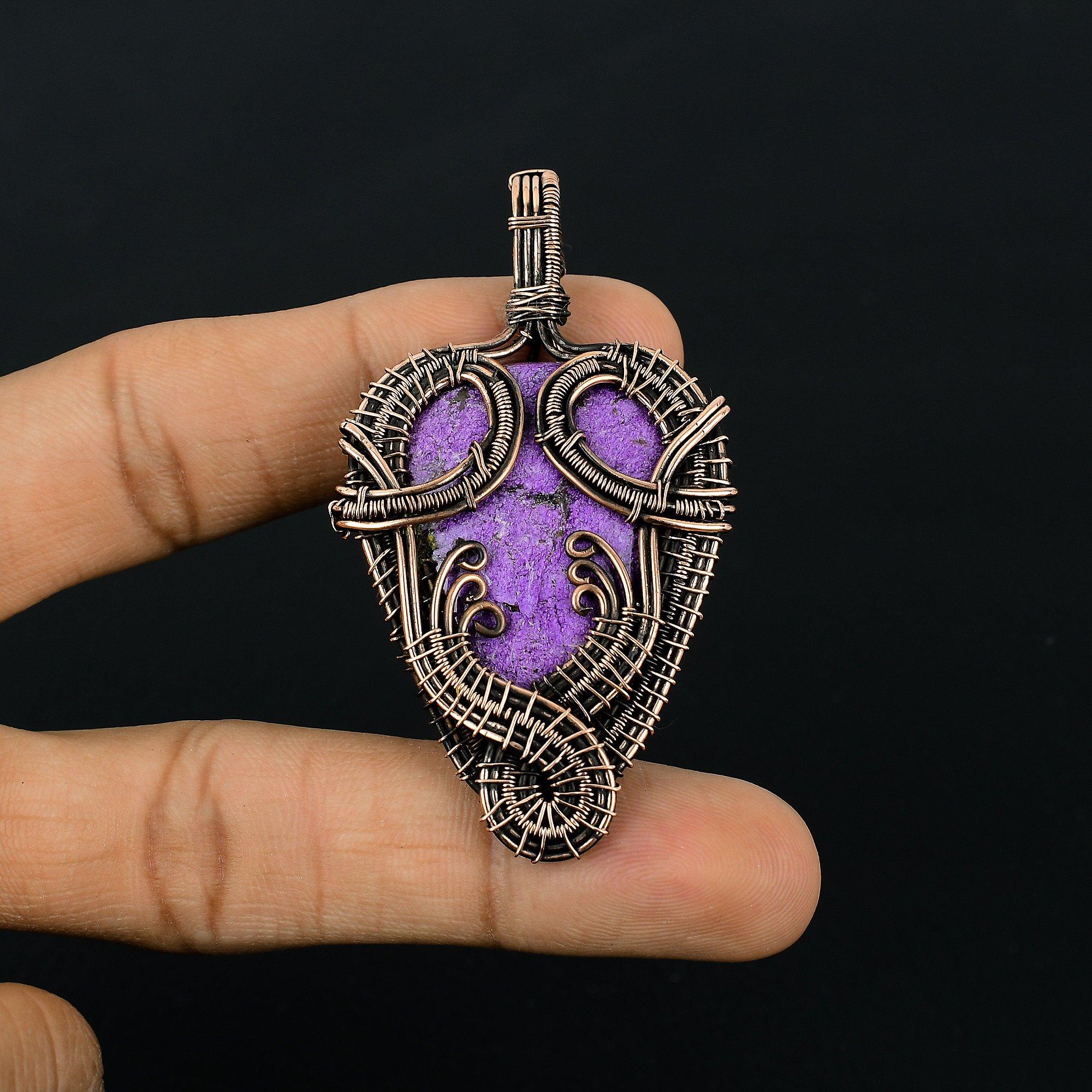 

Украшения из пурпурита, кулон, обернутый медной проволокой 999 пробы, украшения из драгоценных камней ручной работы, подарки для жены, совершенно новый кулон 2.55 Inches