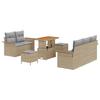 Ensemble de Canapé de Jardin 8 Pièces avec Coussins Beige Rattan Acacia, Canapé de Jardin 2 Places avec Rangement 3364032