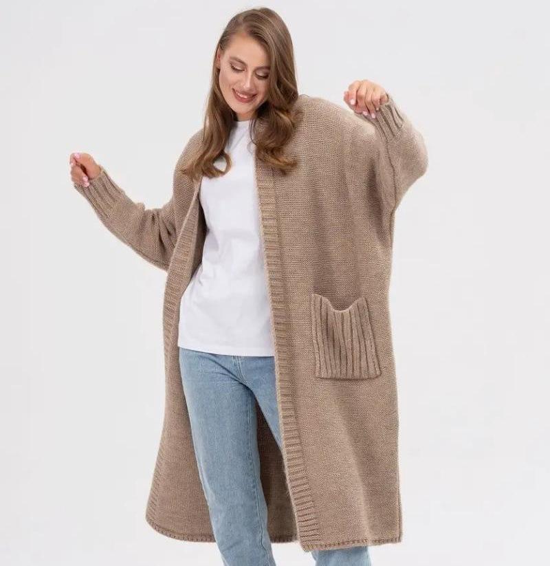 

Women s Casual Knitted Solid Color Long Cardigan Sweater Jacket XL
