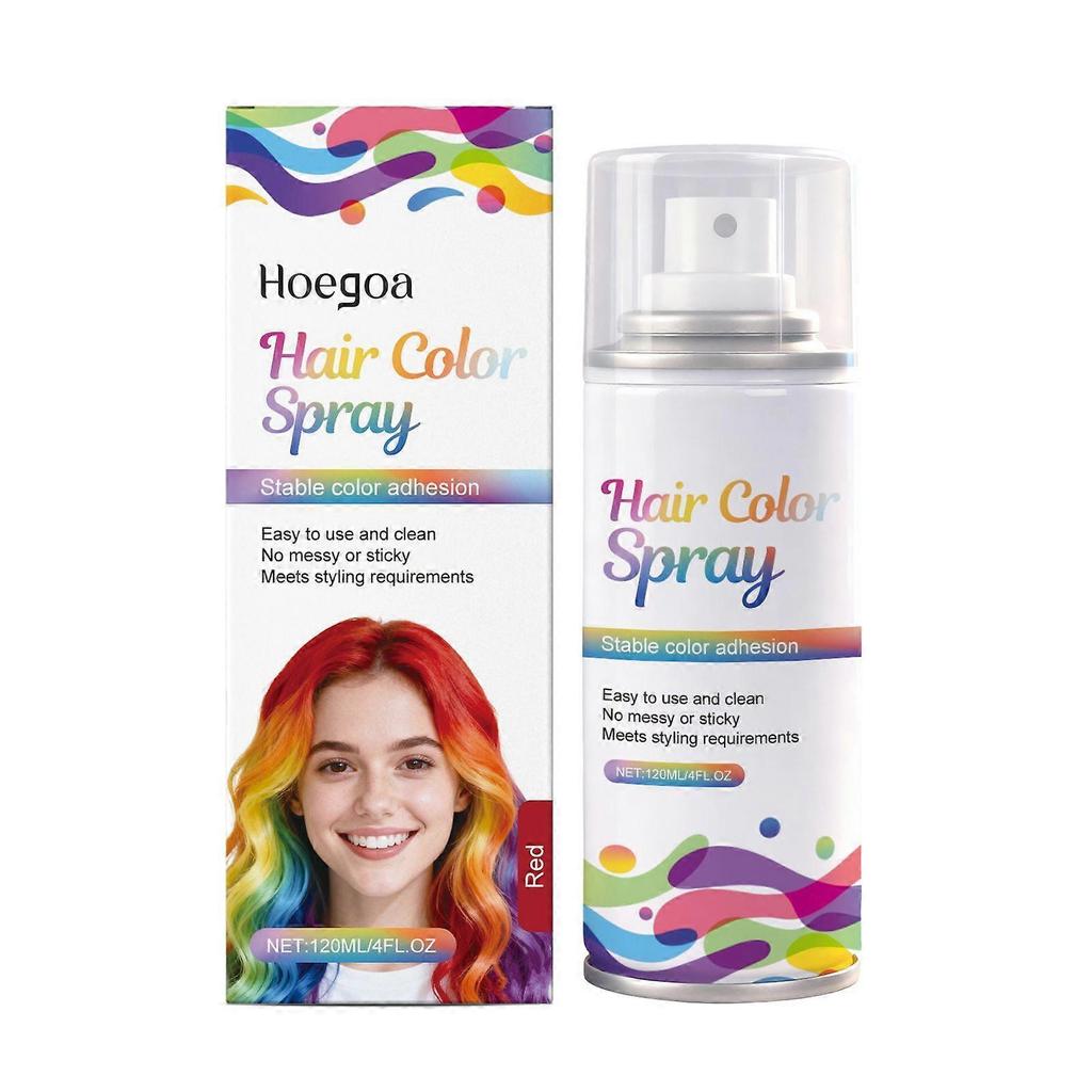 Hoegoa Red Temporary Hair Spray Colorful Hair Color Natural Color Uniform Coverage Fashion Hairdressing Agent