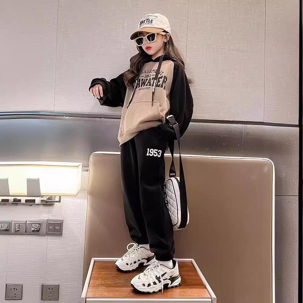 Girls Hooded Sweatshirt Suit 2-12Y Children's Sports Top + Trousers Girls Loose Fashionable Spring and Autumn Clothing