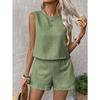Solid Color Sleeveless Vest Shorts Two-piece Set, Casual and Fashionable Women's Sport Suits