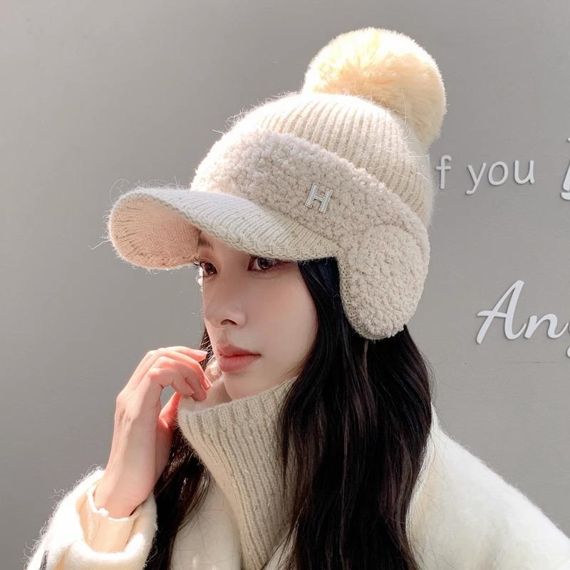 

Outdoor ear protection duck tongue cotton hat autumn and winter knitted wool hat children s fashion versatile velvet thickened warm single hat сірий колір
