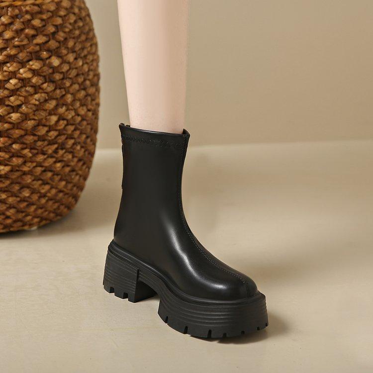 

Увеличить рост Толстые короткие сапоги Женские сапоги Коричневые узкие сапоги с круглым носком 40 чёрный