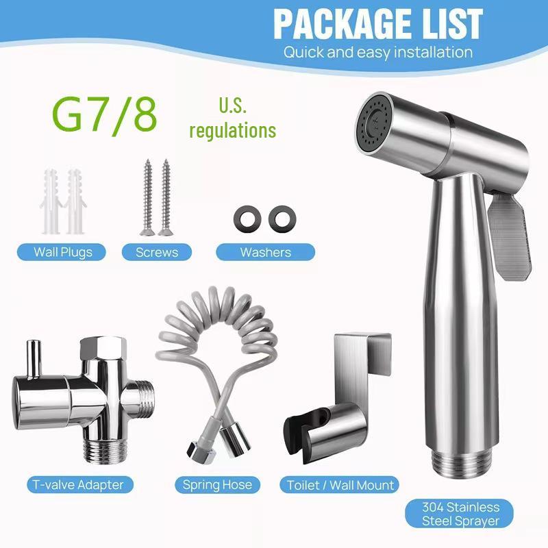 Dual Angle Valve Bidet Kit: High-Pressure Booster Spray Gun for Bathrooms