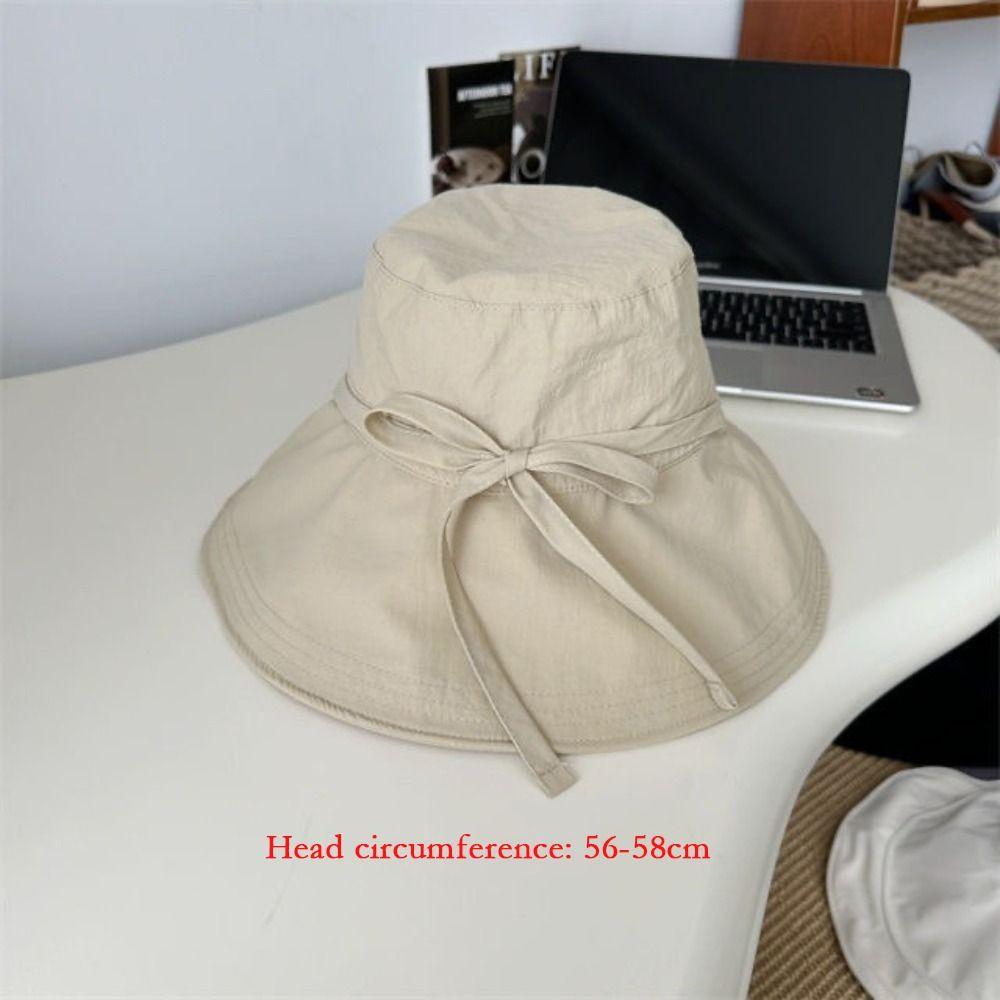 Καπέλο Ψαρά με Φαρδύ Γείσο και Φιόγκο, Αναδιπλούμενο Καπέλο Κάδος με Αντηλιακή Προστασία, Μοντέρνο Καπέλο Ηλίου με Κορδόνια