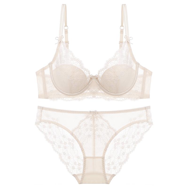 

Французское сексуальное нижнее белье женское тонкое чистое кружево большого размера нижнее белье большая грудь маленькая анти-провисающая бюстгальтер 70A абрикосовый