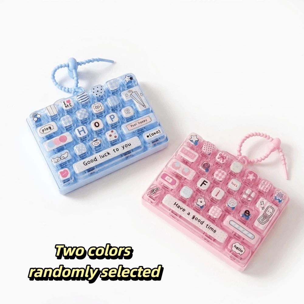 Cute Design Decompression Button Toy Transparent Dual-Tone Keyboard Keychain Bag Accessory