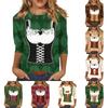 Women's Casual Three Quarter Sleeve Oktoberfest Print T Shirt Round Neck Top Lightweight Soft Fabric Comfortable Fit