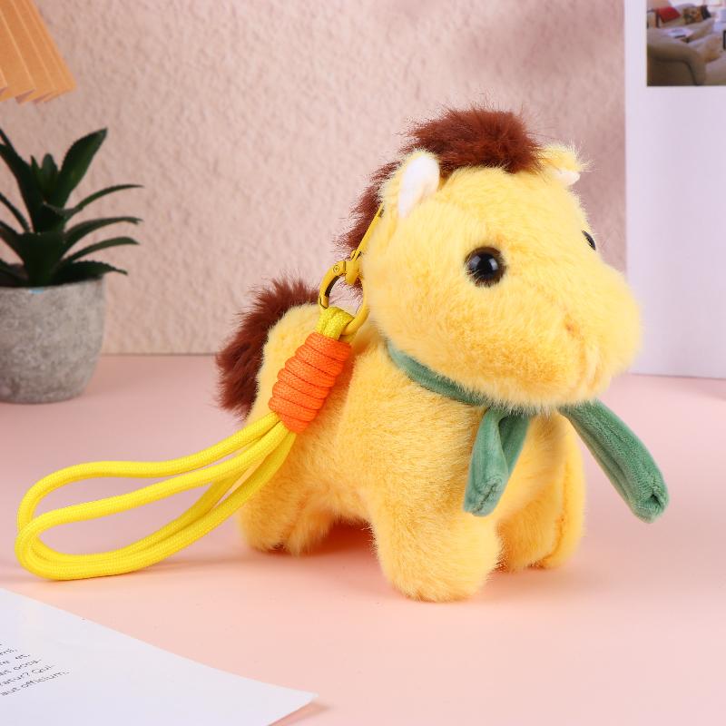Cartoon Horse Stuffed Keychain Keyring Stuffed Pony Pendant Cute Soft Simulation Horse Keychain Room Decoration Doll