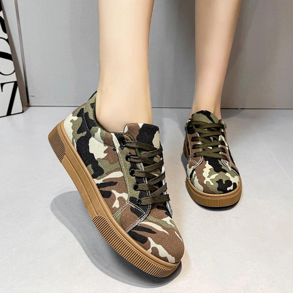 Women's Vulcanized Shoes Canvas Shoes Spring/autumn Round Toe Lace-up Climbing Shoes Low Top Vulcanized for Women