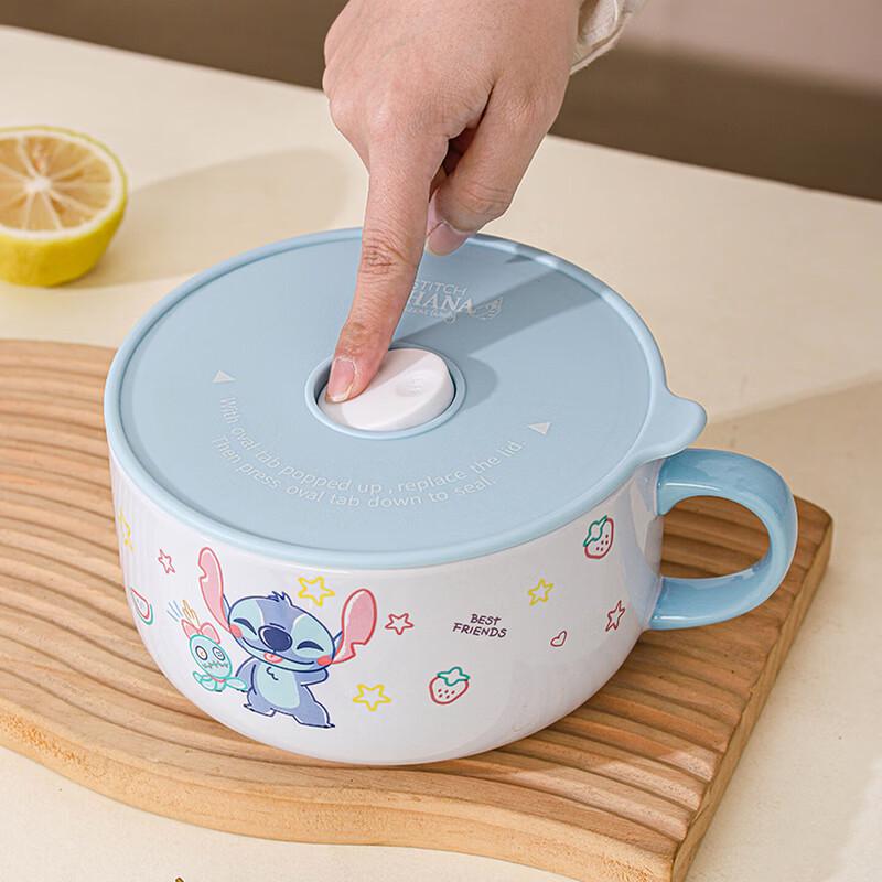 Disney Cartoon Ceramic Instant Noodle Bowl with Lid