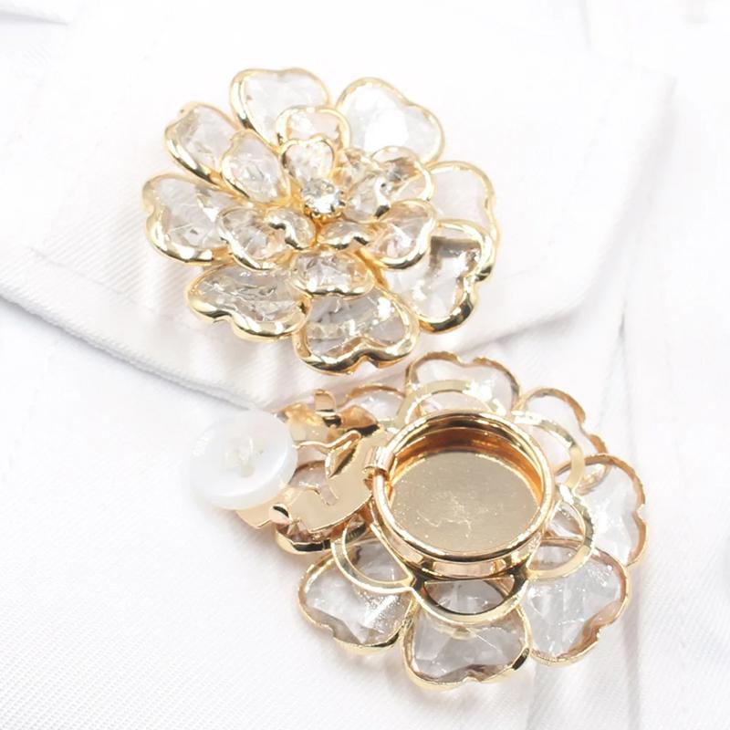 Women Double layer Flower Button Cover Clothing Decoration Accessories DIY Floral Pattern Wedding 38x17mm