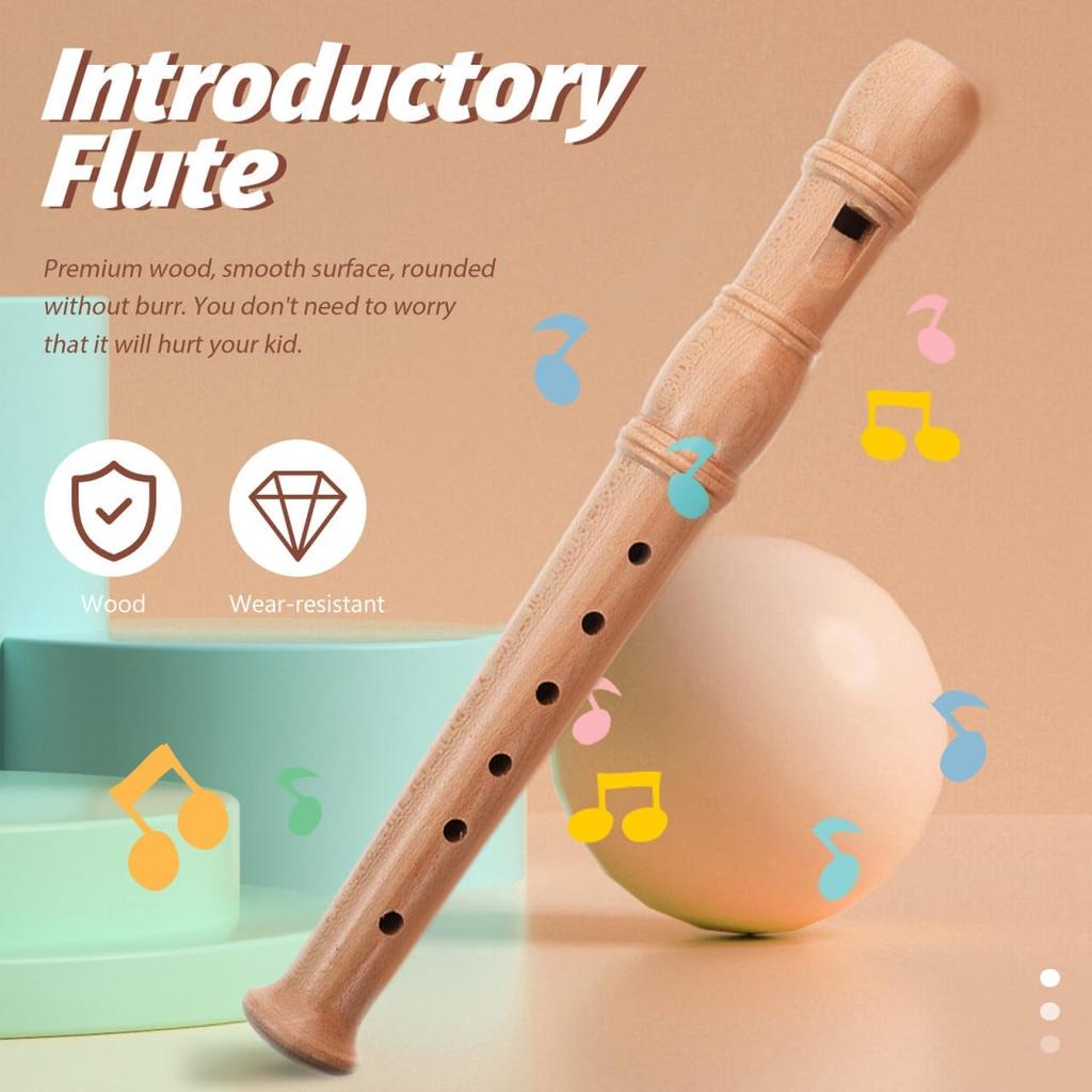 SUPVOX Children'S 6-Hole Wooden Flute, Beginner Wind Instrument for Kids, Easy To Play, Natural Wood Color, 7.67 Inches