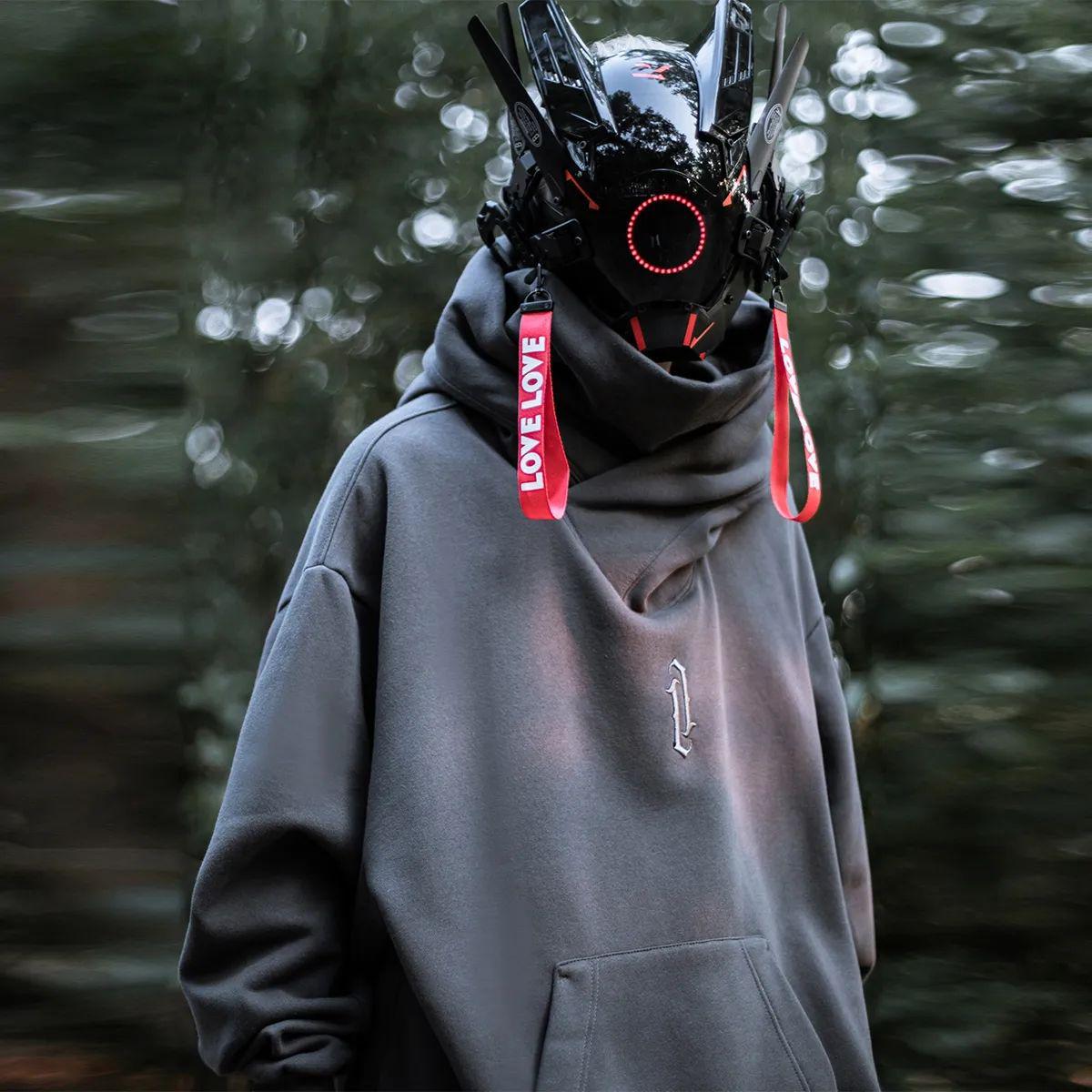 

Men s Trendy High-Collar Hooded Sweatshirt for Autumn/Winter - Stylish, Loose-Fit, Streetwear Dark Tops M сірий колір