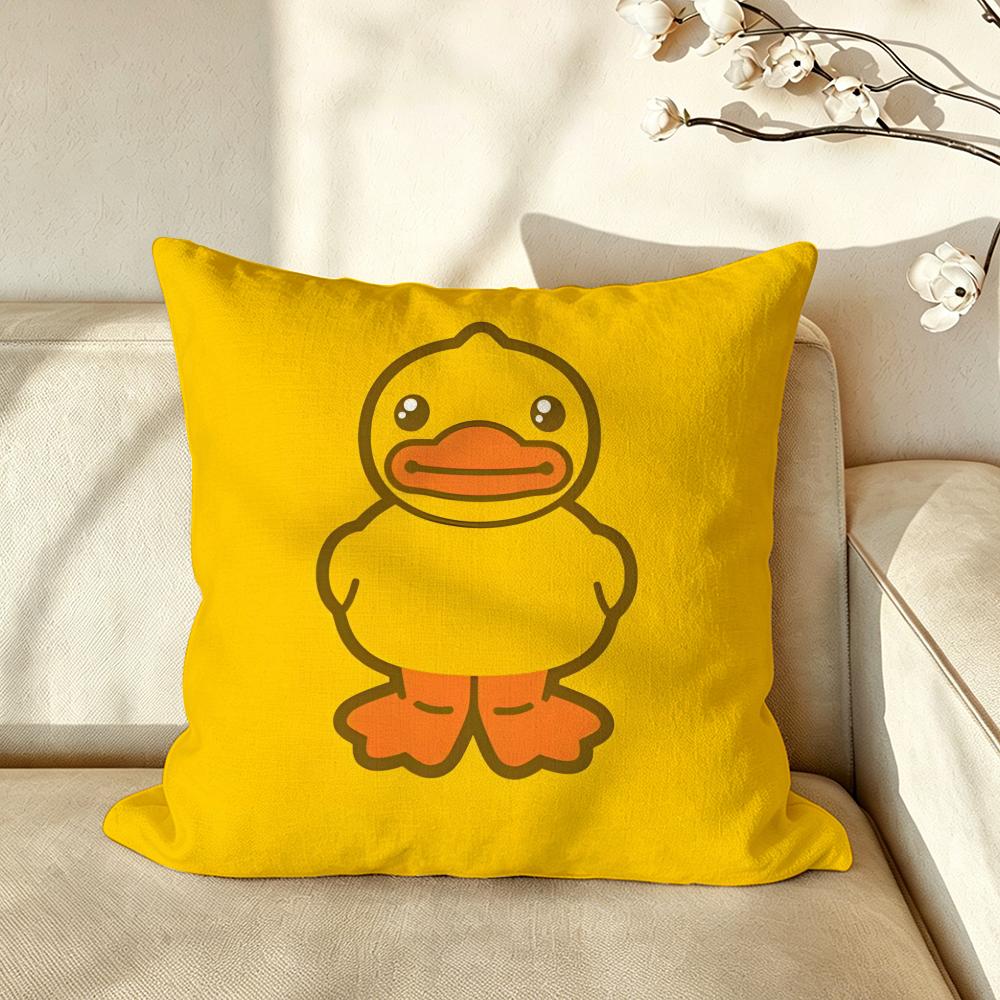 Character Yellow Rubber DDuck Cushion Cover Pillow Case Antidustmite Pillowcase Silky Short Plush Sofa Cushion Cover hot