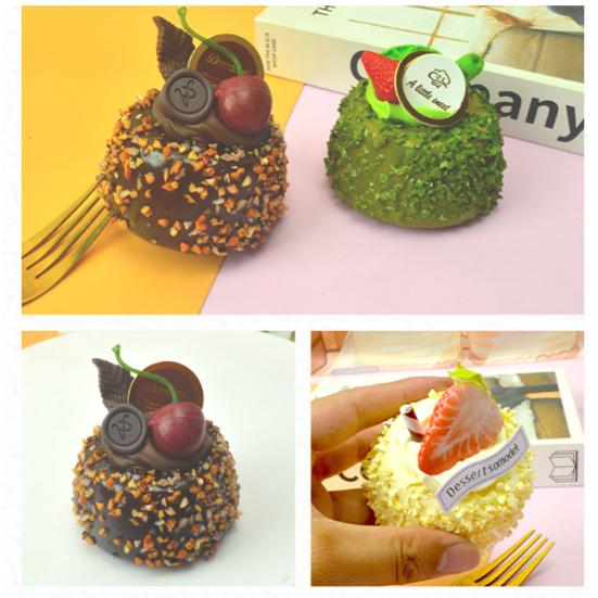 1/4Pcs Simulated Cake Figurine Realistic Mini Strawberry Chocolate Cake Model Home Kitchen Desktop Decoration Ornament Photo Props
