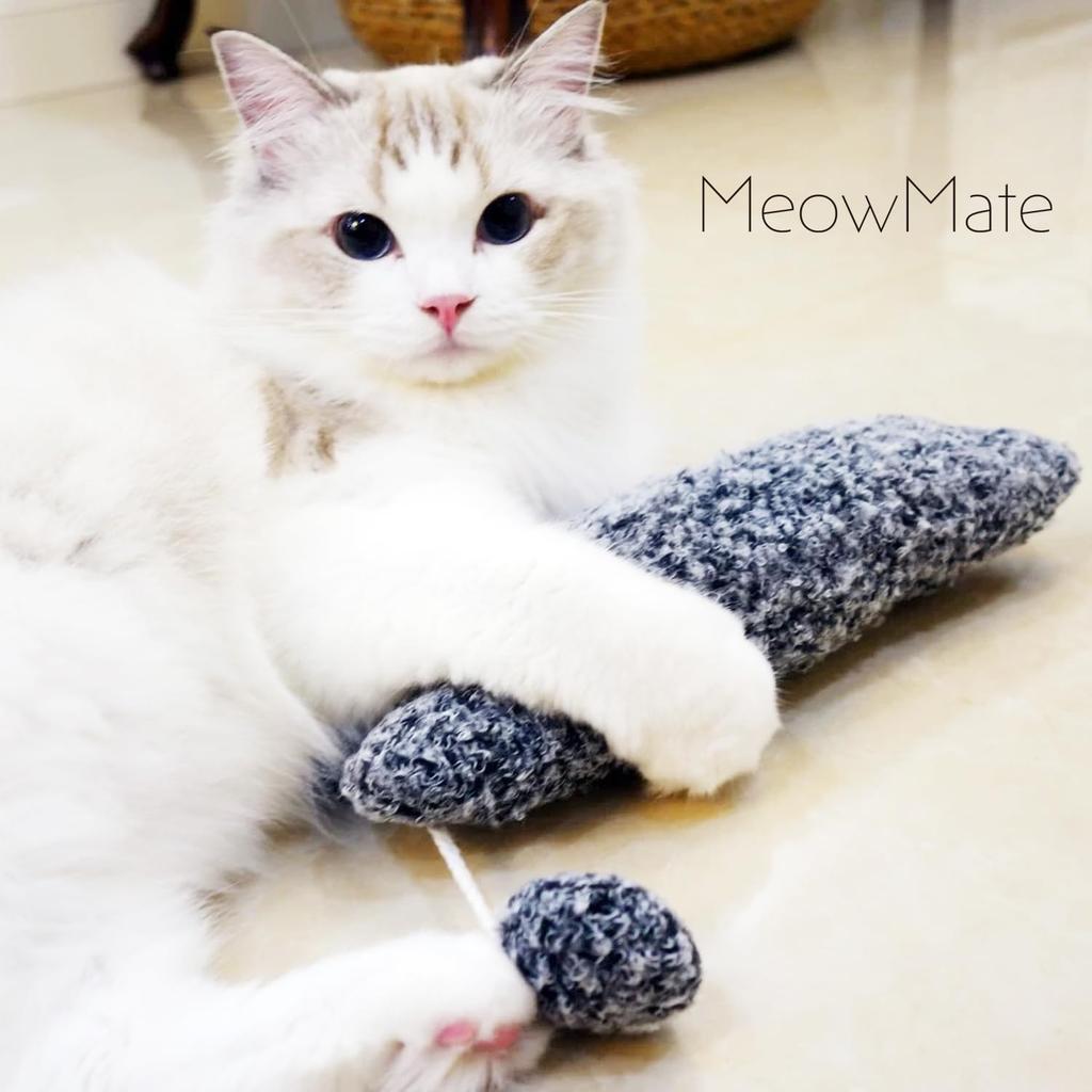 MeowMate Kick Toy for Fluffy Stress Reliever with Catnip 37cm Plush Toy Cats, Gray, [Large Size] Long,