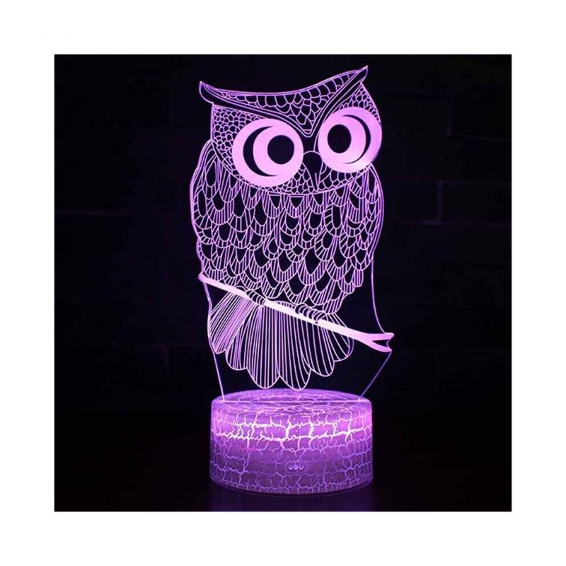 Lampe de Table de Bureau à Interrupteur Tactile Mode Enfant Hibou 3D Veilleuse LED Décoration de Chambre à Coucher Cadeaux de Noël