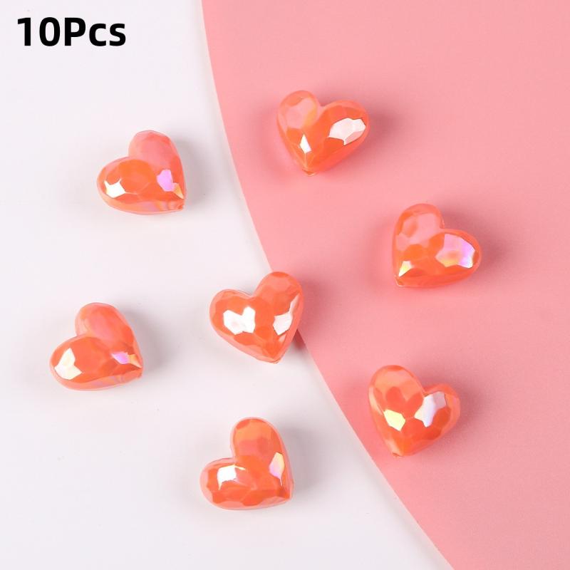 10Pcs Heart Shape Acrylic Loose Spacer Beads For Diy Jewelry Making Bracelet Necklace Keychains Accessories