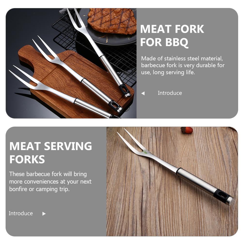 Stainless Steel Barbecue Spit Meat Serving Forks Steak Roasting Sticks Grill Skewers Kitchen Utensil