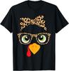 Cute Thanksgiving Turkey Face Leopard Glasses Women Girls T-Shirt