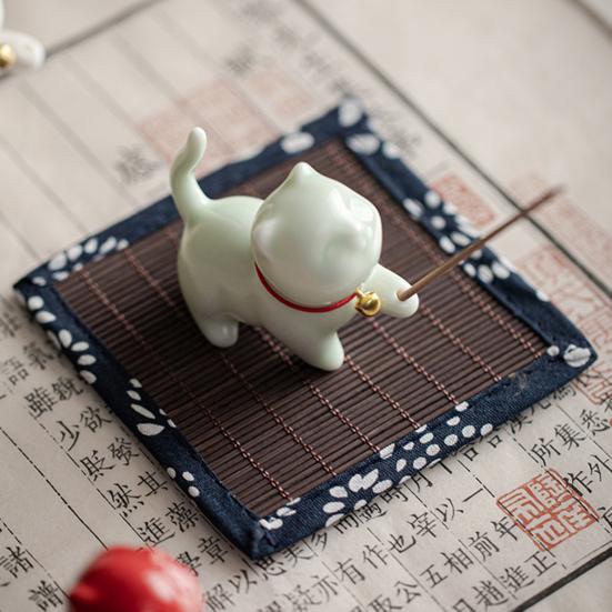 Incense Stick Holder Adorable Cartoon Multifunctional Cat Shape Ceramic Incense Holder for Home