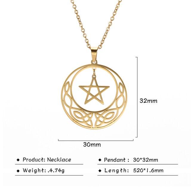 Viking Celtics Irish Knot Pentagram Necklaces for Women Men Stainless Steel Jewelry Vacuum Gold Color Amulet Boyfriend Gift