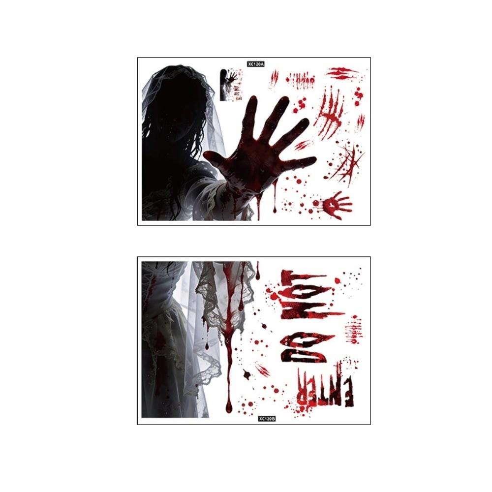 Bloodstained Handprint Scary Ghost Window Sticker Spooky Party Door Stickers Party Supplies