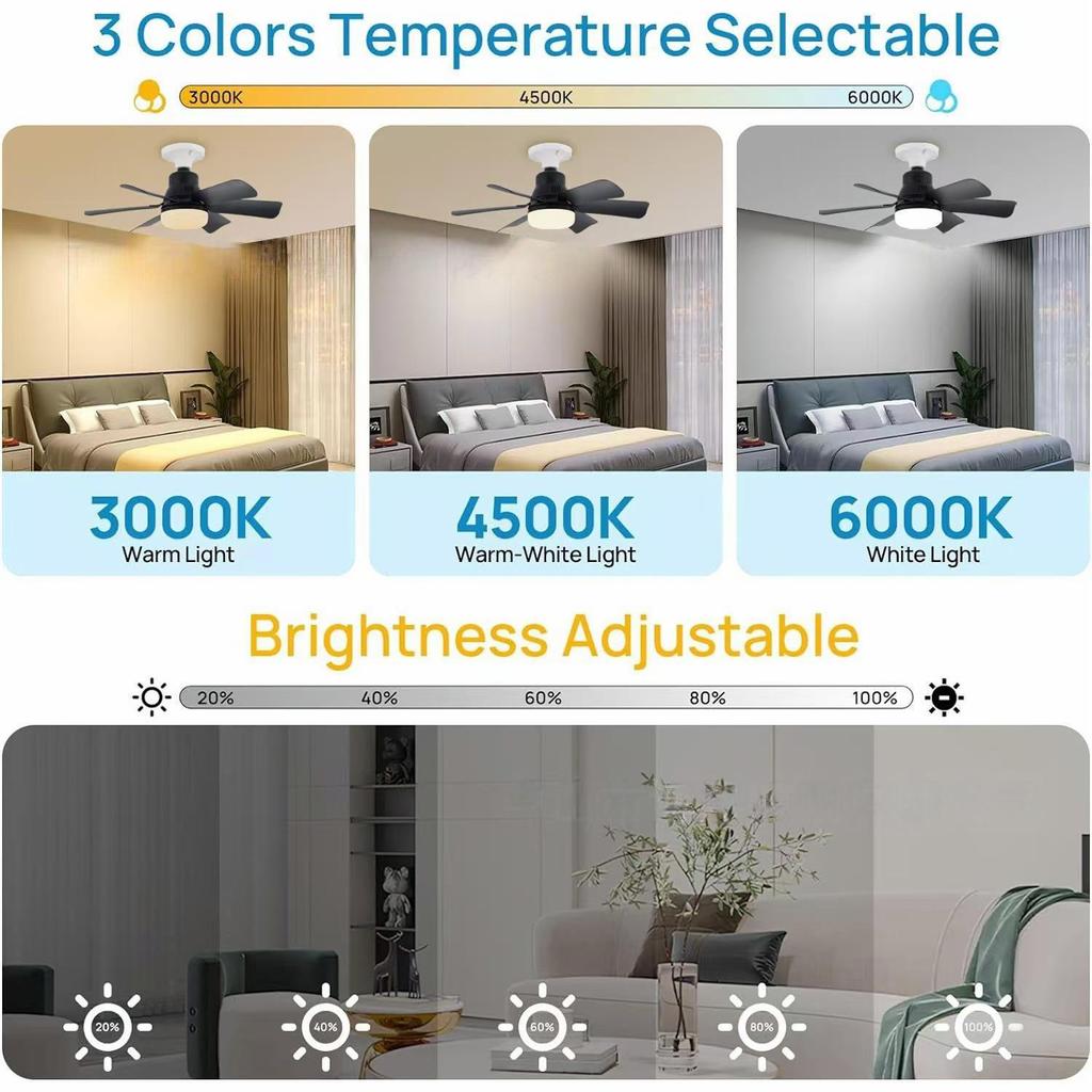 E27 Silent Fan Light with Intelligent Control for Home & Restaurant