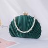 Evening Bag For Women Mini Pleated Seashell Clutch Handbag Purse Chain Strap Crossbody Shoulder Bag For Wedding Prom Party