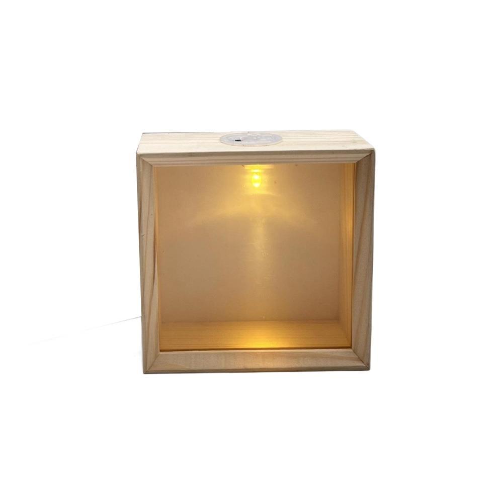 Decorative Display Case with Led Light Handmade 3D Picture Frame Wood DIY Nightlight  Tabletop