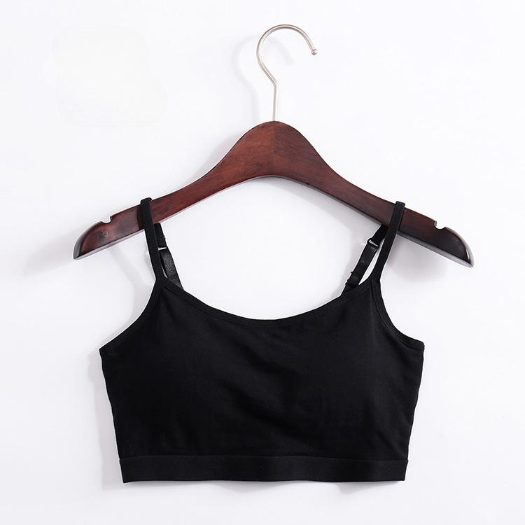 

Женская дышащая короткая майка на бретельках с подкладкой на груди, беспроводной нижнее белье, бюстгальтер XL чёрный