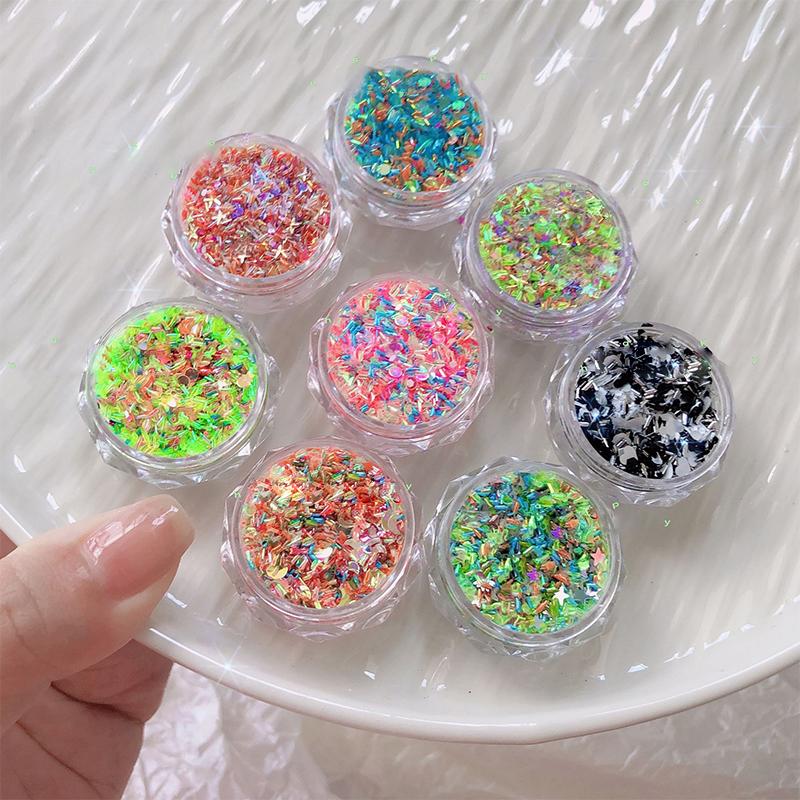 Eine Box Glitzernder Stern Macaron Nägel Pailletten Helle Pailletten Scheiben DIY Charme Flakes Dekor Zubehör Pailletten