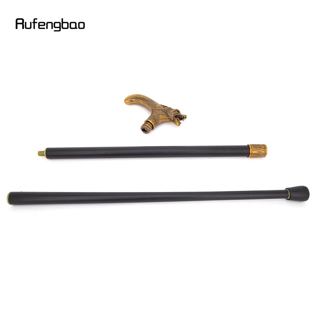 Yellow Wolf Head Biting Walking Cane Fashion Decorative Walking Stick Gentleman Elegant Cosplay Cane Knob Crosier 92cm