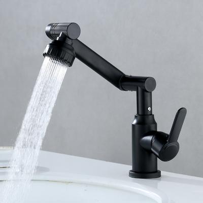 304 Edelstahl Waffengrau Kreatives Beckenarmatur Mechanischer Arm Universelle Drehung Warm- und Kaltwasser Mischung Spültischarmatur