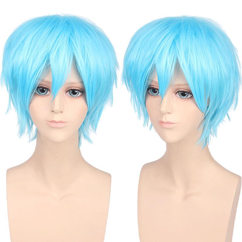Nouvelle Concubine Cheveux Courts Synthétiques Style Bob Homme Cheveux Lisses Couverture Fausse Perruque Cosplay Ombre Vert Noir Bleu Blond Cheveux Artificiels