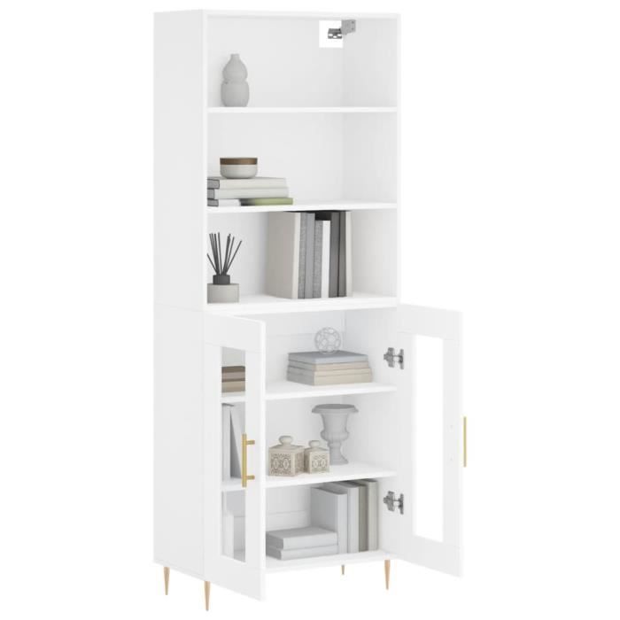 VidaXL Buffet haut Blanc 69,5x34x180 cm Bois d'ingénierie 3189301