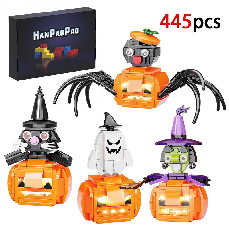 

Хэллоуин тыква фонарь фигурки строительные блоки набор ужас монстр тыква призрак трюк кирпичи голова модель игрушки для ребенка мальчик