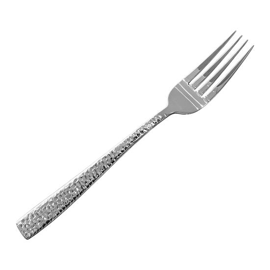 

Western Food Tableware Stainless Steel Serrated Steak Knife Sharp Fork Tines Curved Spoon Dishwasher Safe Hammered Texture Flatware C