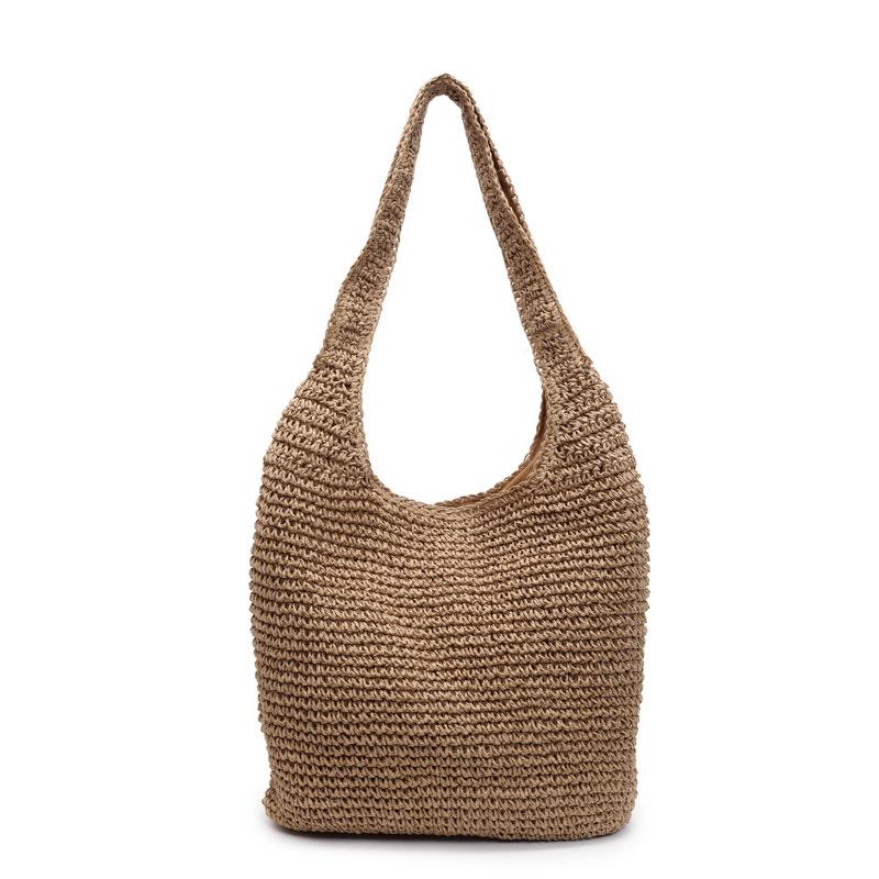 2025 summer beach bag woven bag vacation vegetable basket woven bag large capacity shoulder bag portable straw bag